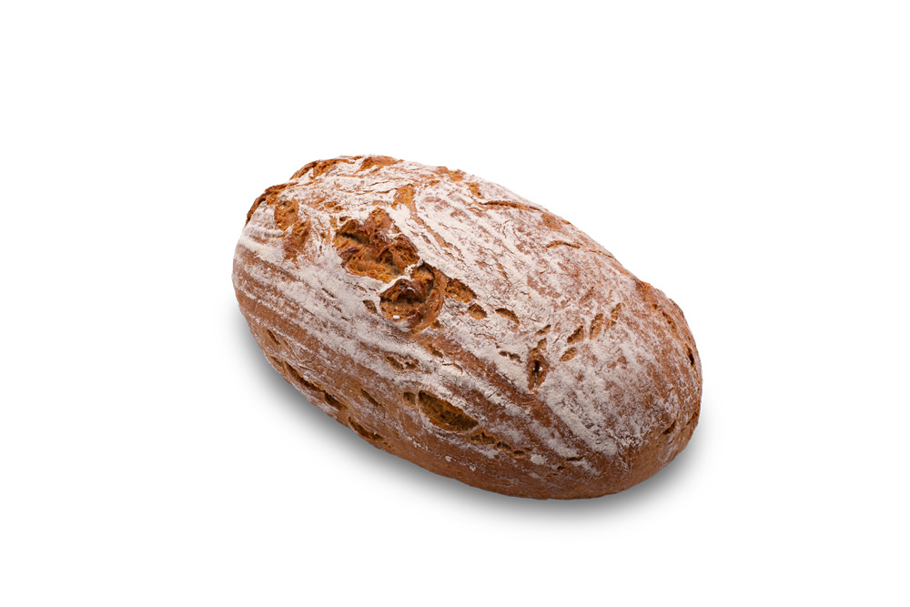 Ein Landbrot glatt Produktfoto auf weißem Hintergrund